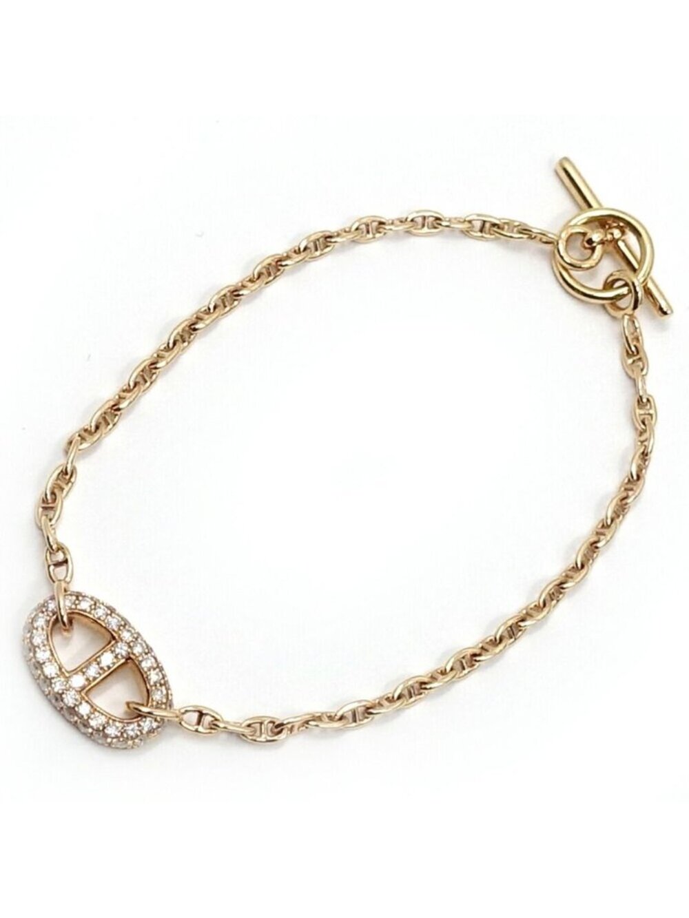 Hermes Chaine D'ancre Farandole Bracelet Pink Gold Pave Diamond